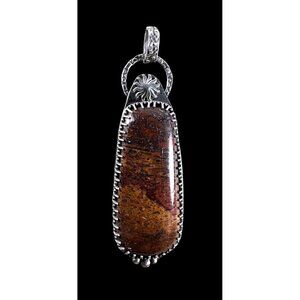 Pendant Fossil Dinosaur‎ Gembone Paul Rossman 925 Sterling 3" w Bail 25.1g